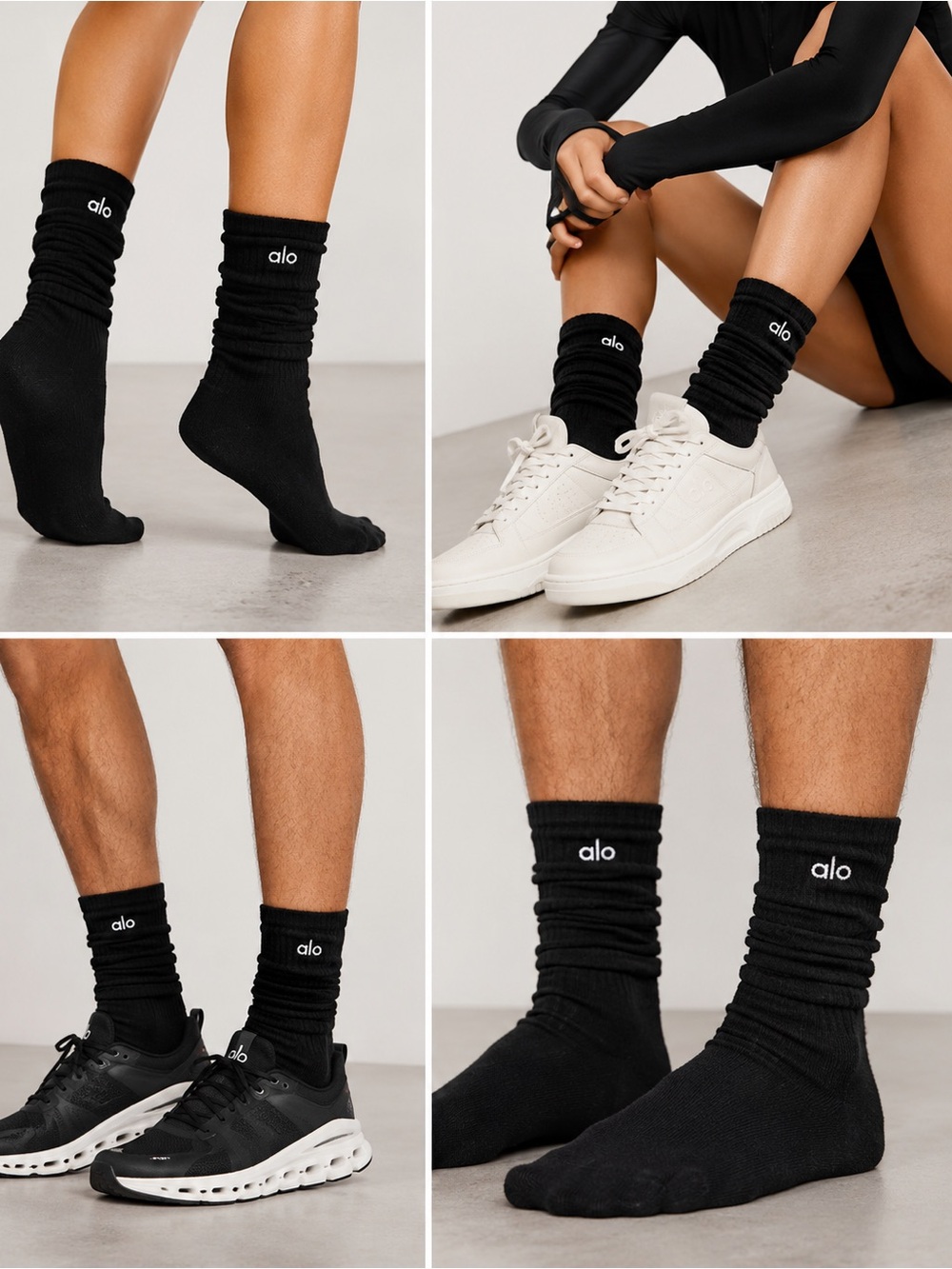 Alo Unisex Scrunch Socks, M, Black